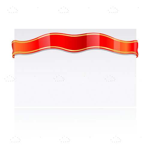 White Card with Glossy Red Ribbon